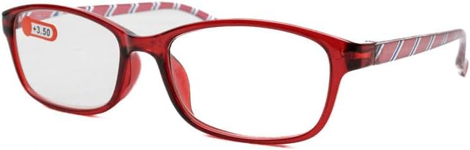 Daiso Square Stripe Reading Glasses +3.5 Magnification - Red - Image 2